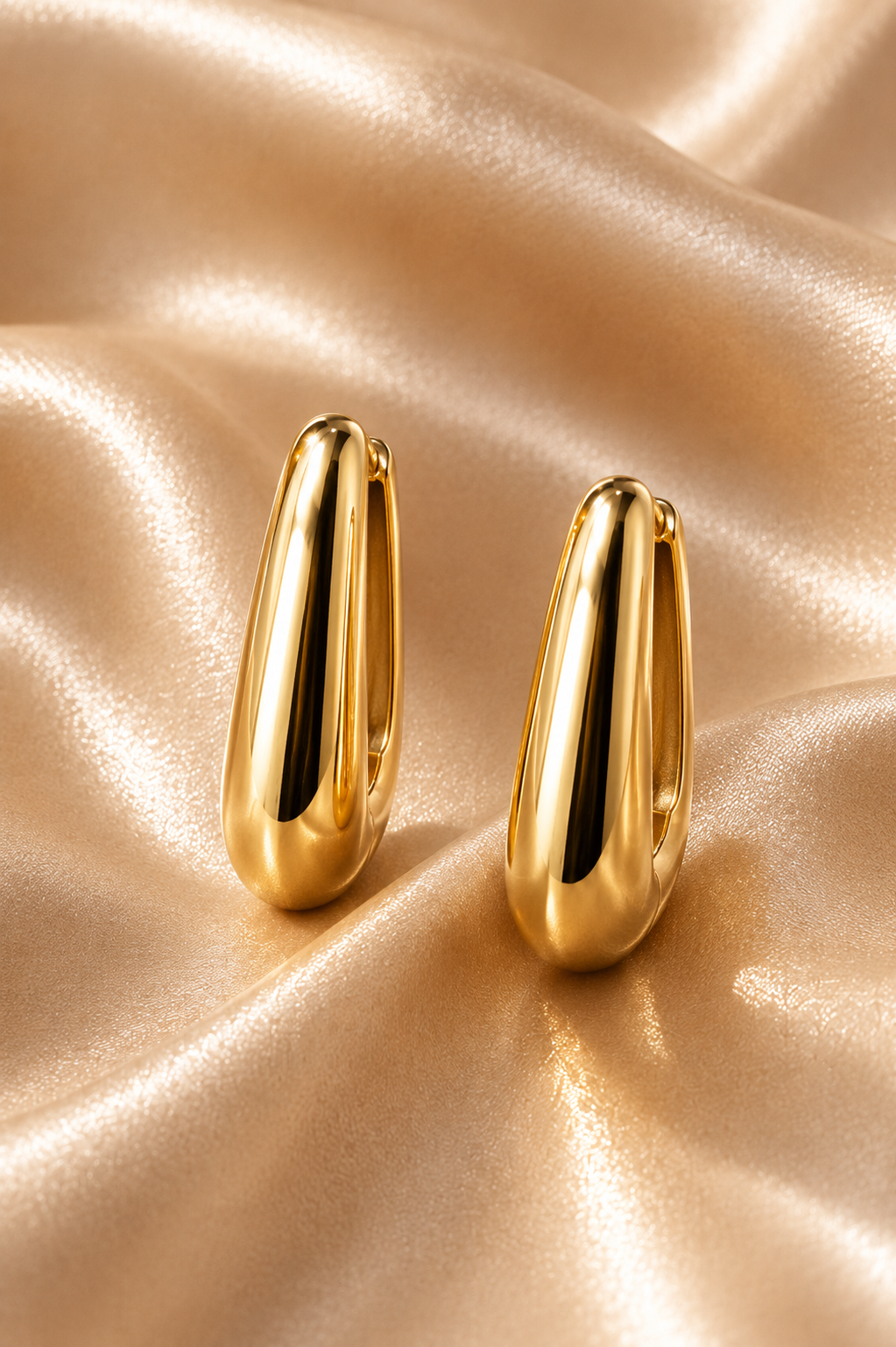 Minimalist Elongated Teardrop Hoop Earrings
