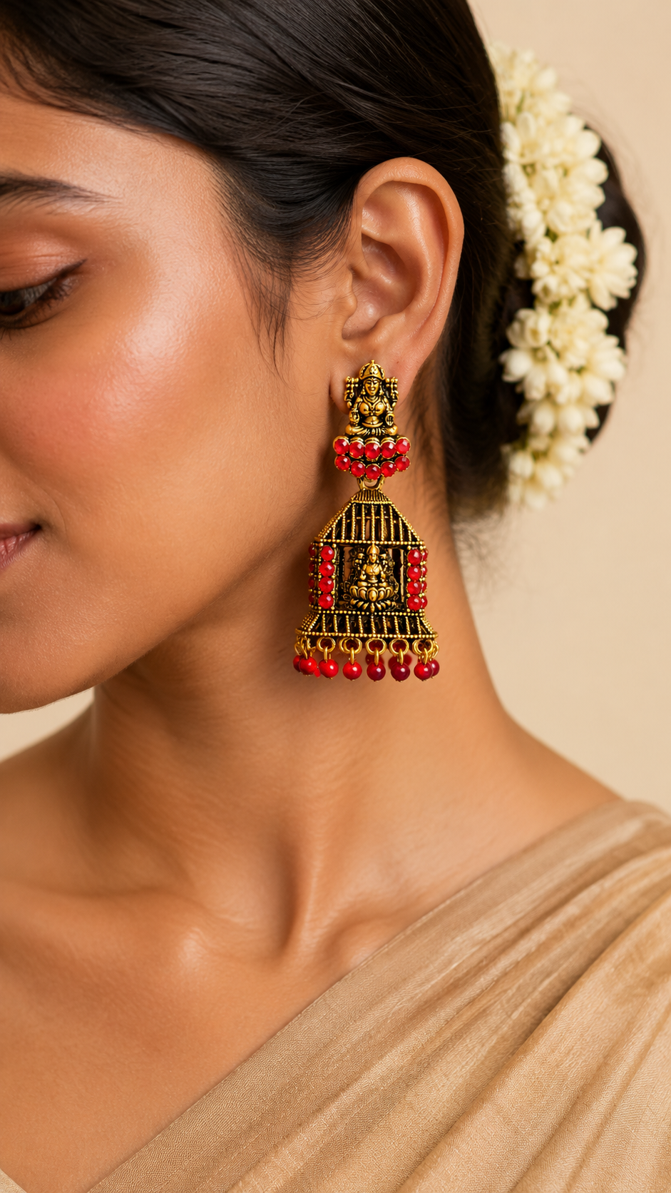 Lakshmi Temple Heritage Jhumka Earrings