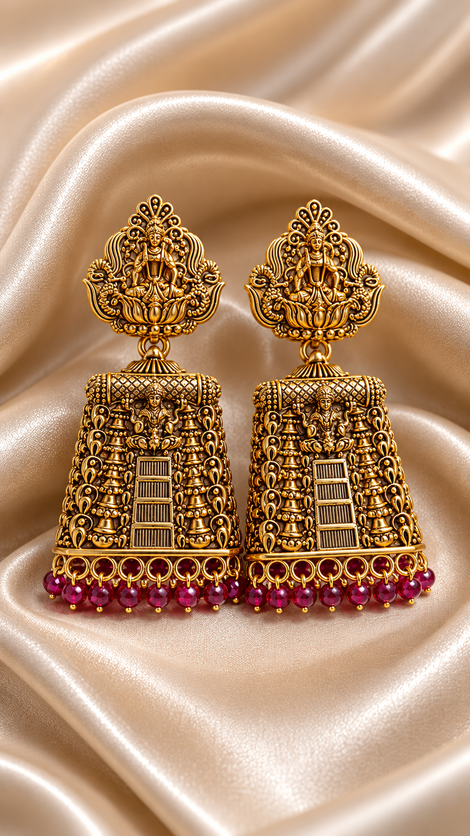 Lakshmi Antique Ruby Cage Jhumkas