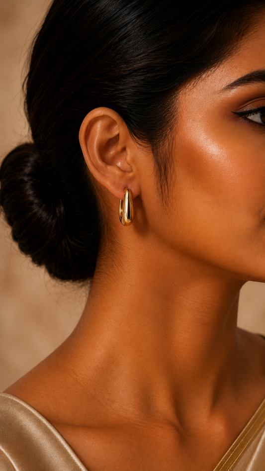 Minimalist Elongated Teardrop Hoop Earrings
