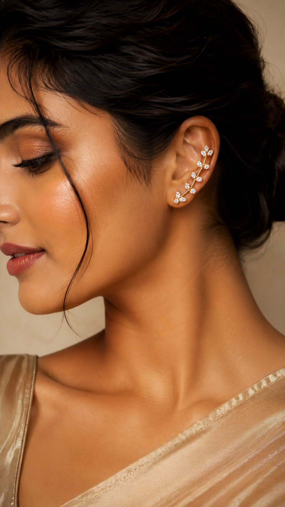 Crystal Vine Gold-Toned Ear Crawlers