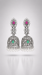 Chandrika Silver Floral Jhumkas
