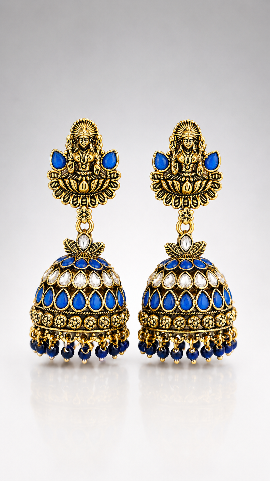 Lakshmi Sapphire Lotus Jhumkas