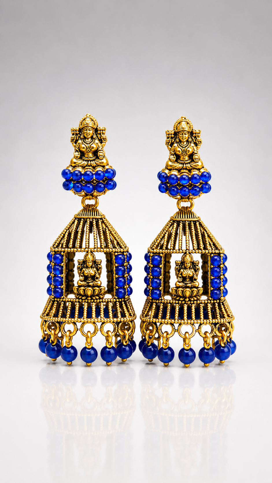 Lakshmi Azure Cage Jhumkas
