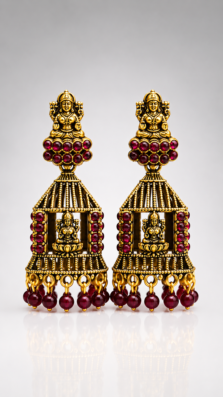 Lakshmi Temple Cage Jhumkas