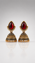 Shonita Crimson Drop Jhumkas