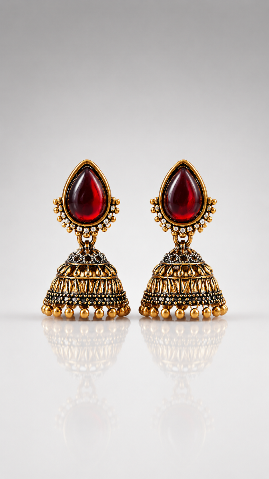 Shonita Crimson Drop Jhumkas