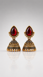 Shonita Crimson Drop Jhumkas