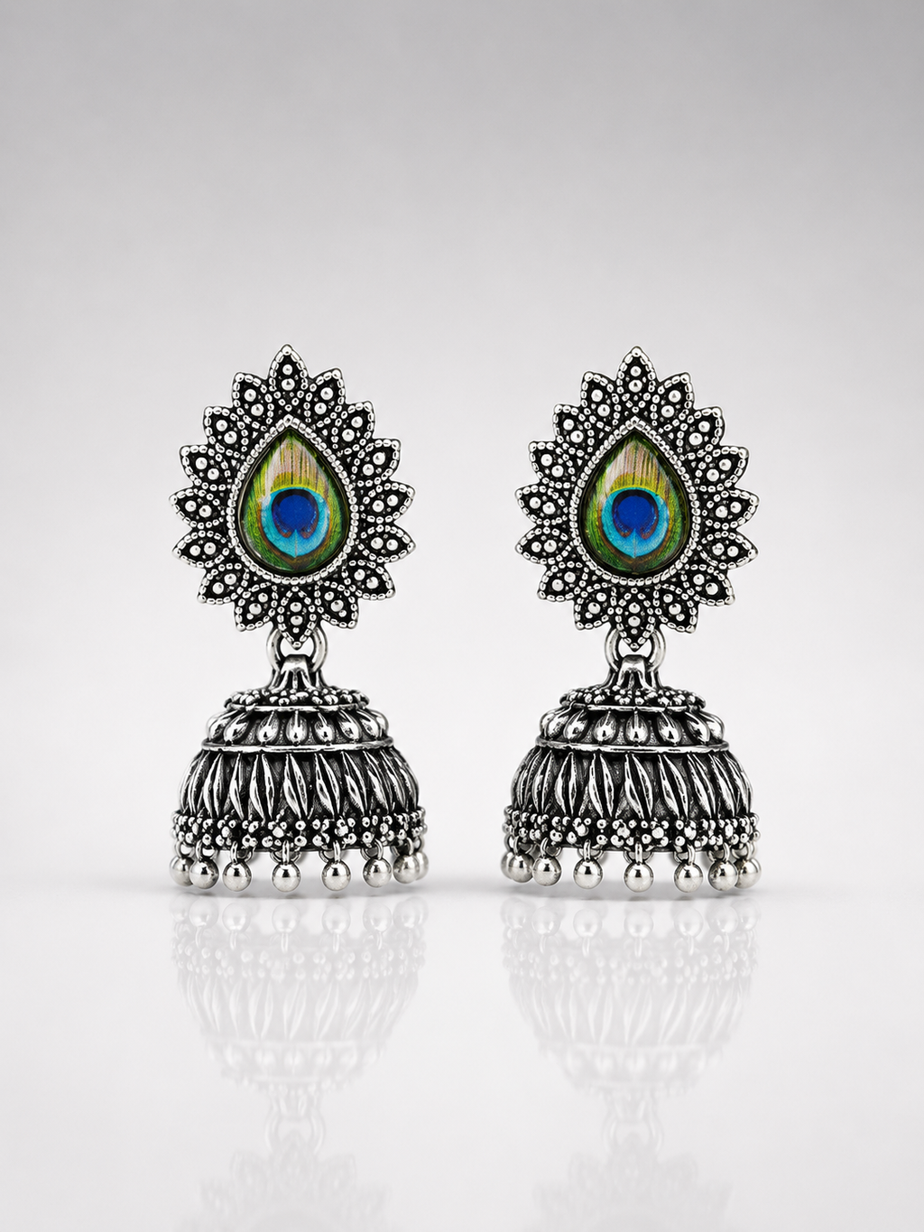 Chandrika Peacock Feather Jhumka