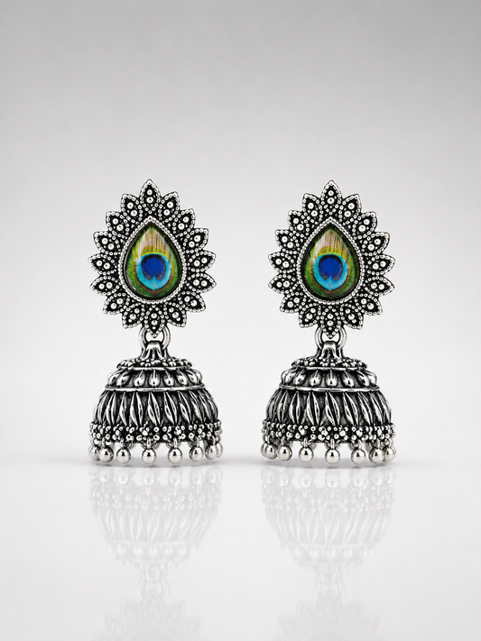 Chandrika Peacock Feather Jhumka