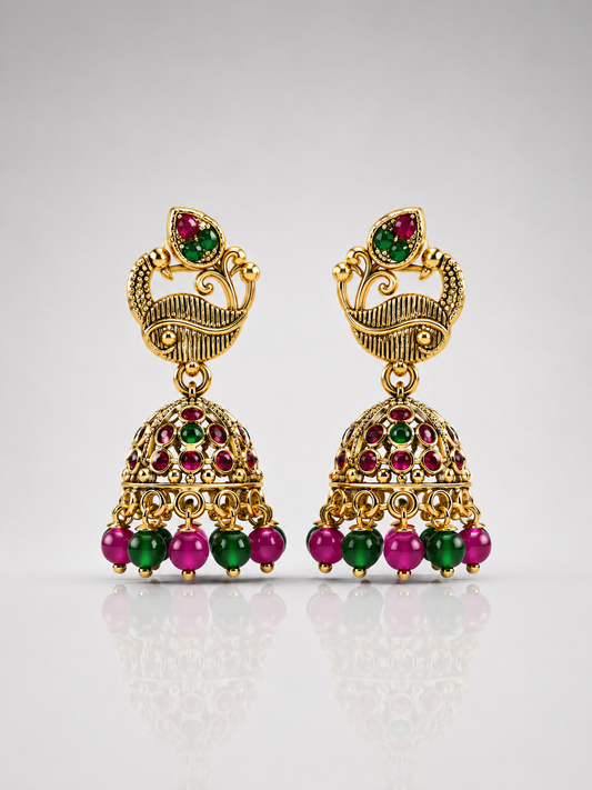 Noor Ruby Green Jhumka