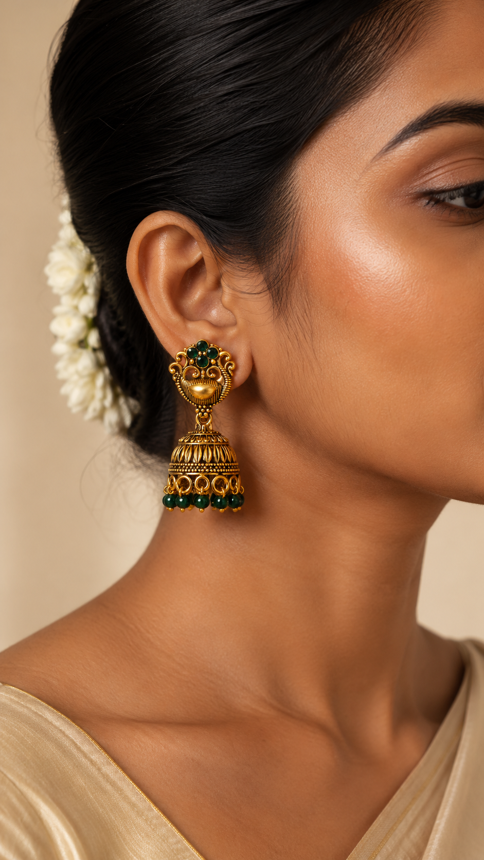 Harini Emerald Bloom Jhumkas