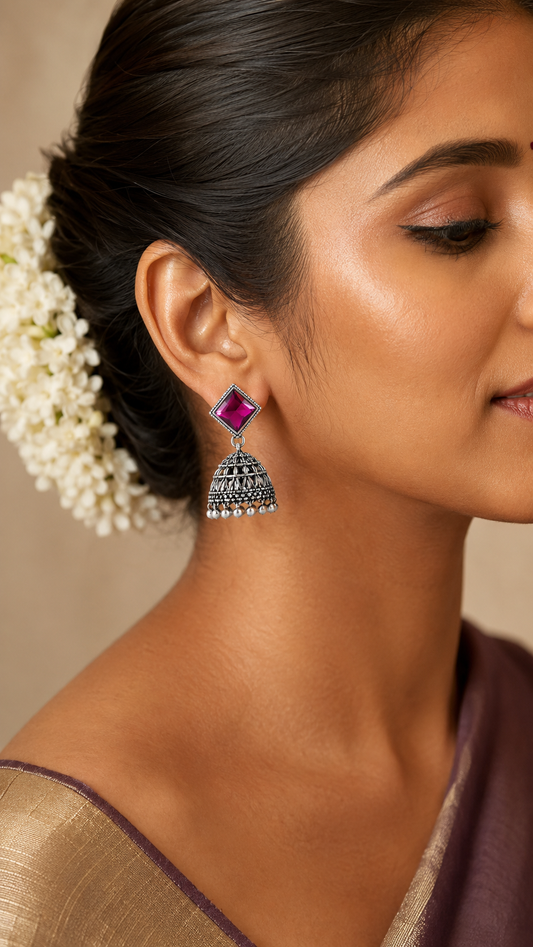 Raga Magenta Majesty Jhumkas