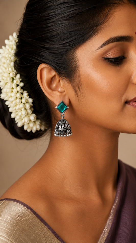 Harini Emerald Aura Jhumkas