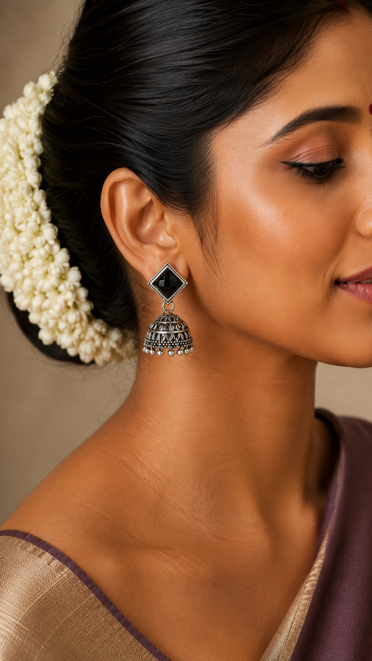 Nisha Obsidian Elegance Jhumkas