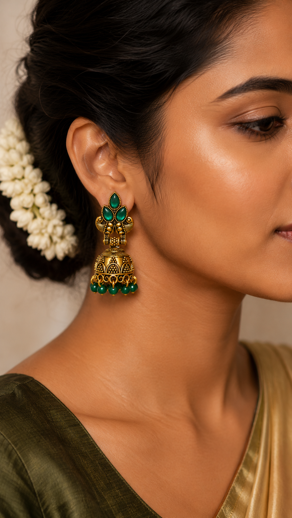 Vanya Emerald Grace Jhumkas