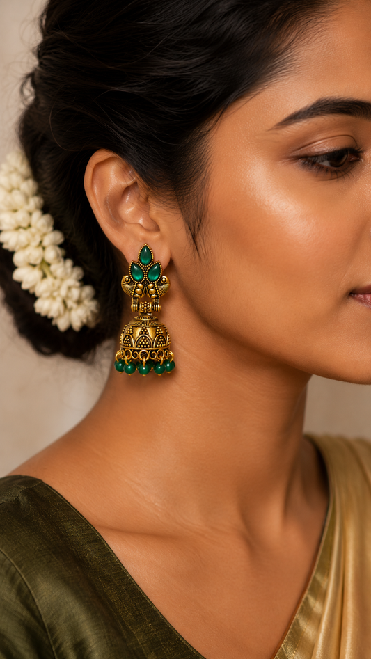 Vanya Emerald Grace Jhumkas