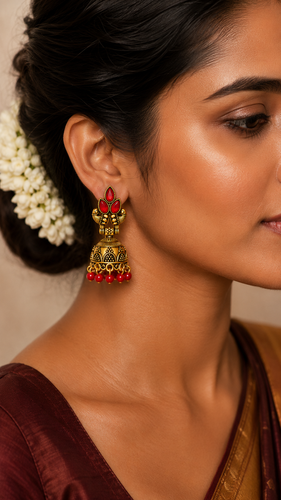 Surya Crimson Majesty Jhumkas