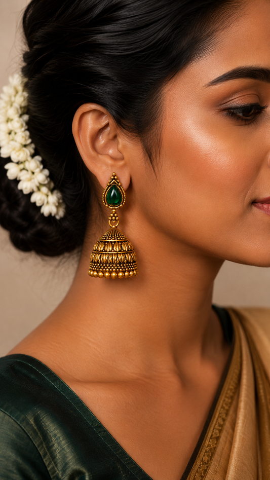 Emerald Teardrop Jhumka