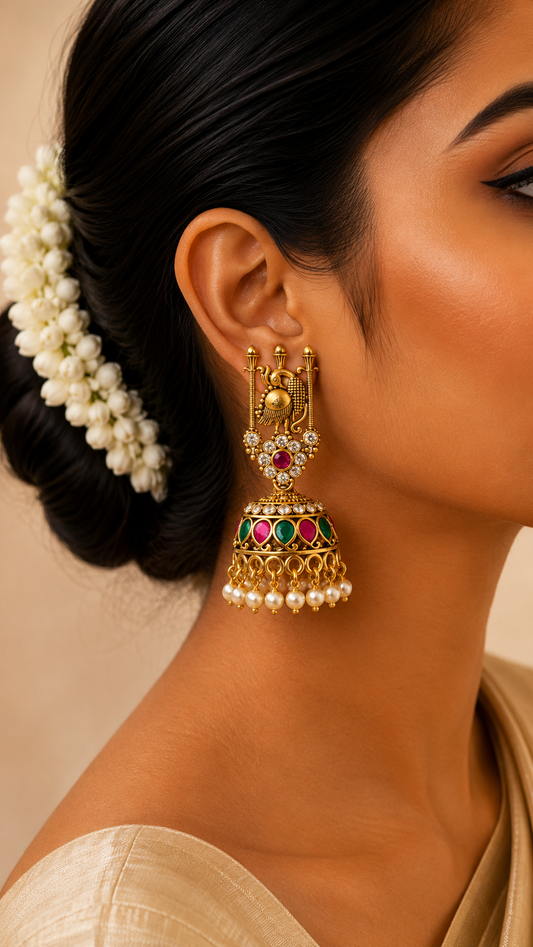 Mayura Heritage Pearl Jhumkas
