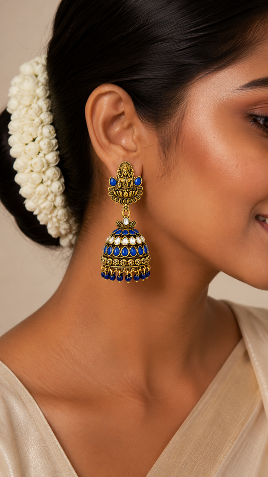 Lakshmi Sapphire Lotus Jhumkas