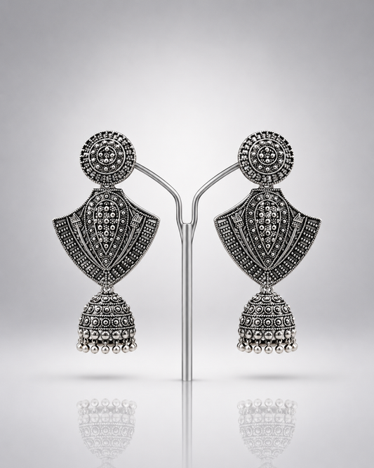 Shakti Silver Geometry Jhumkas