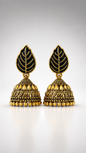 Vanya Noir Leaf Jhumkas