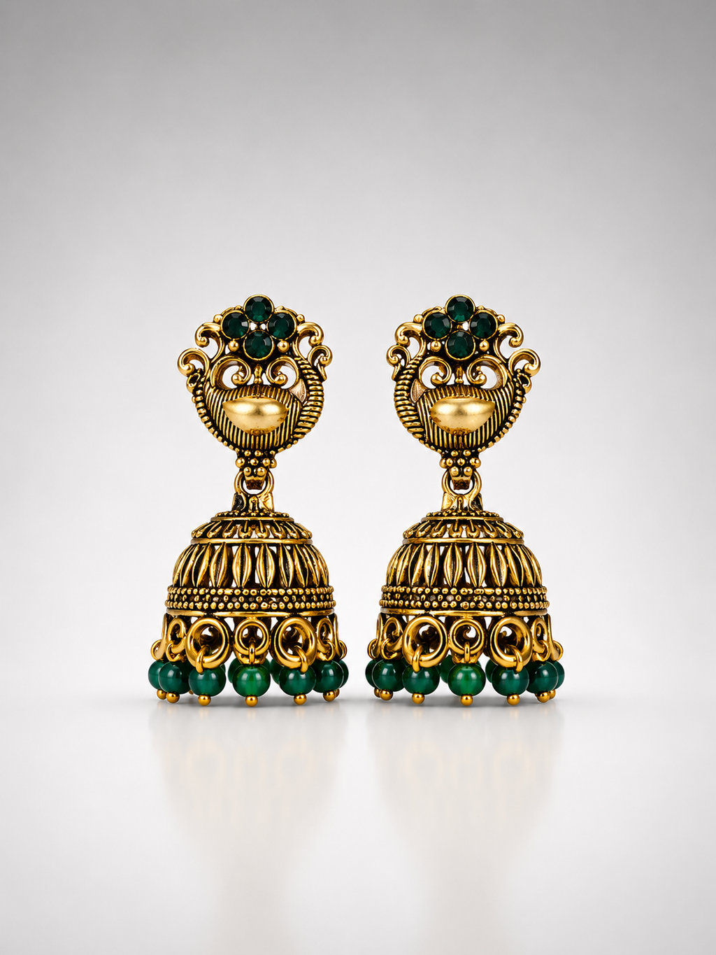 Harini Emerald Bloom Jhumkas