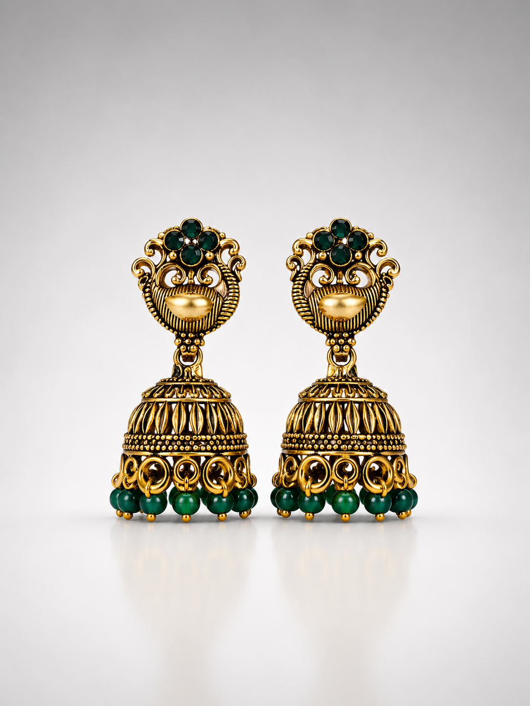Harini Emerald Bloom Jhumkas