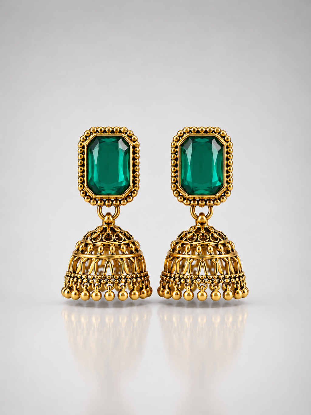Vasudha Emerald Regal Jhumkas