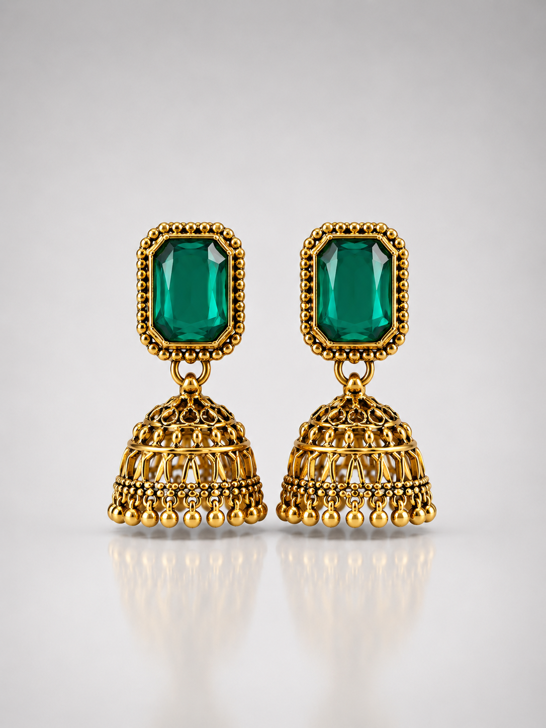 Vasudha Emerald Regal Jhumkas