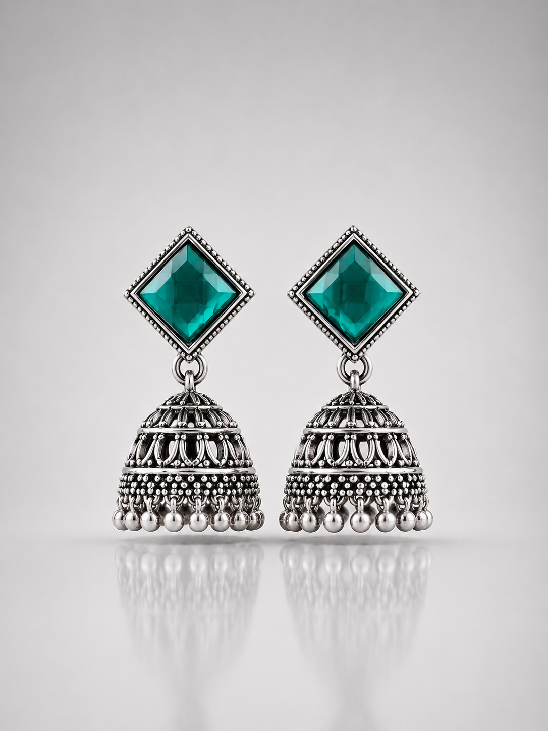 Harini Emerald Aura Jhumkas