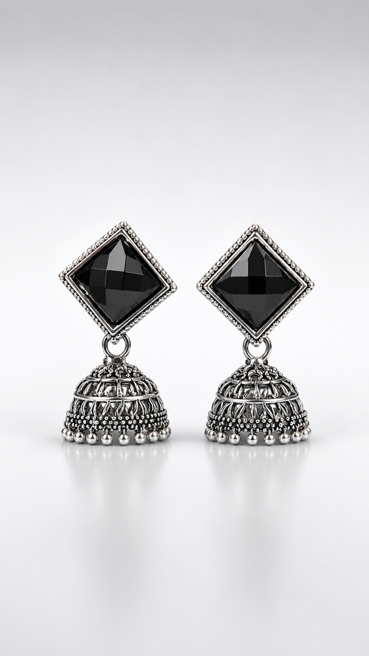 Nisha Obsidian Elegance Jhumkas
