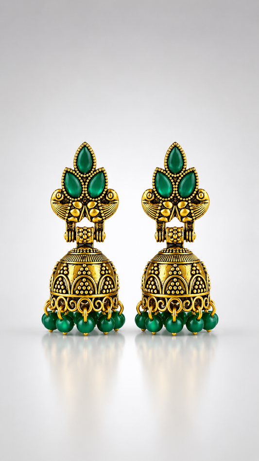 Vanya Emerald Grace Jhumkas