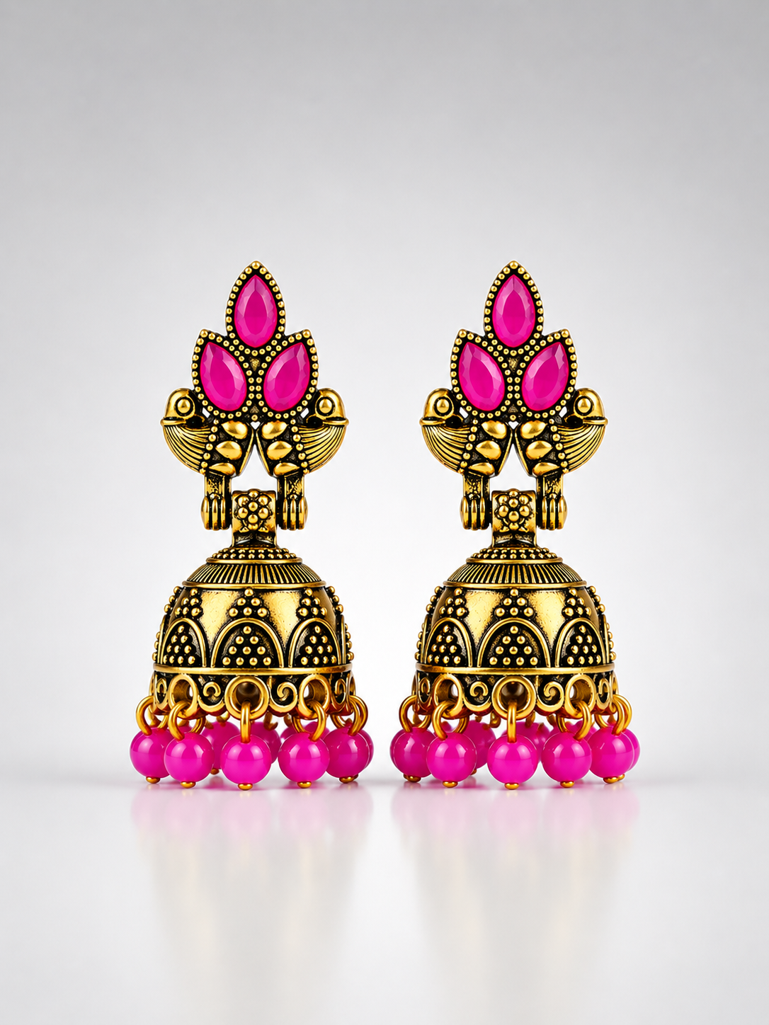 Mayura Pink Blossom Jhumkas