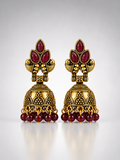 Mayura Crimson Bloom Jhumkas