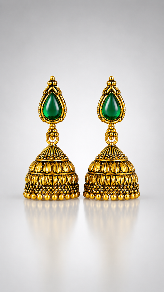 Emerald Teardrop Jhumka