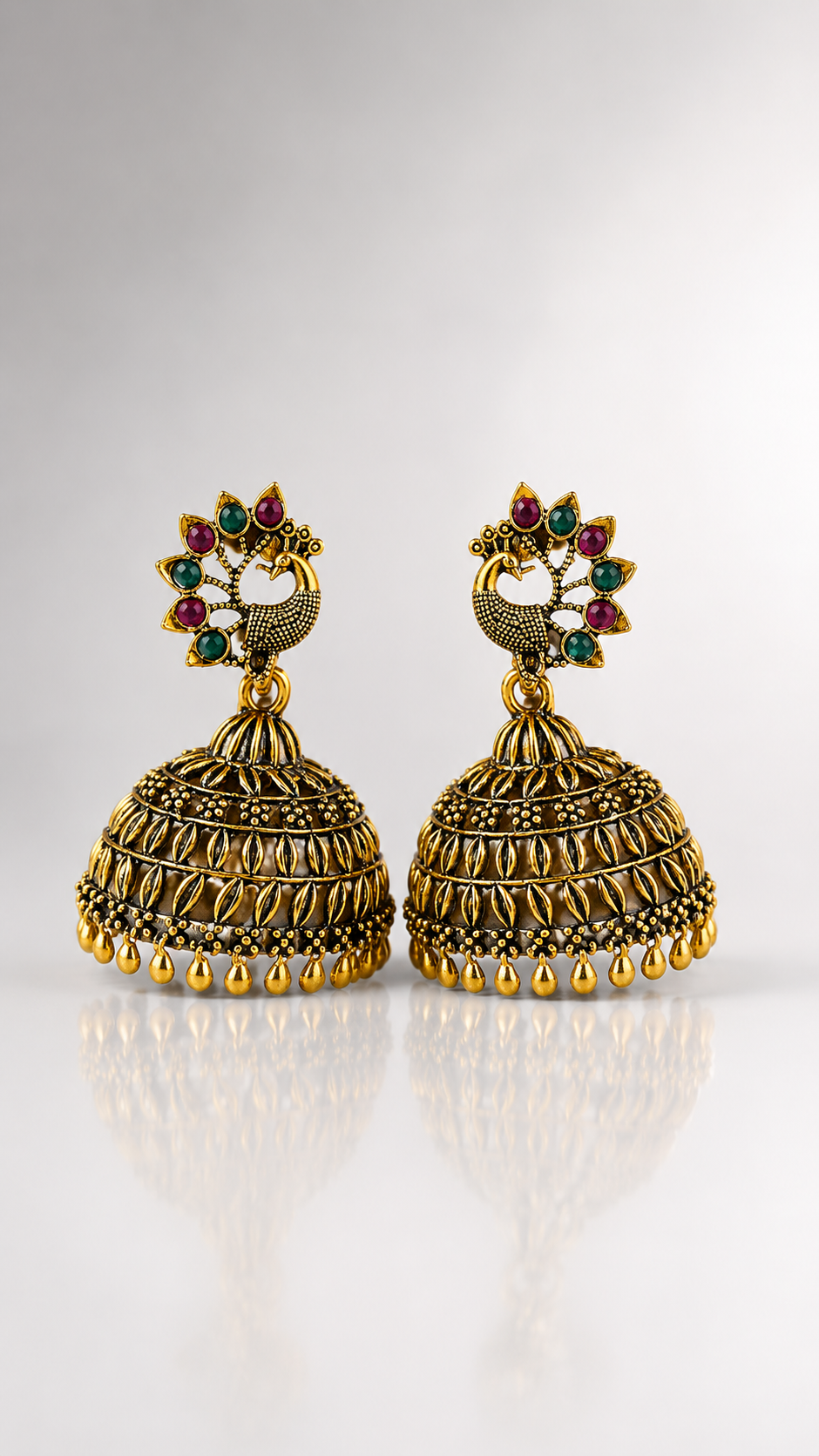 Morni Ruby Emerald Jhumka