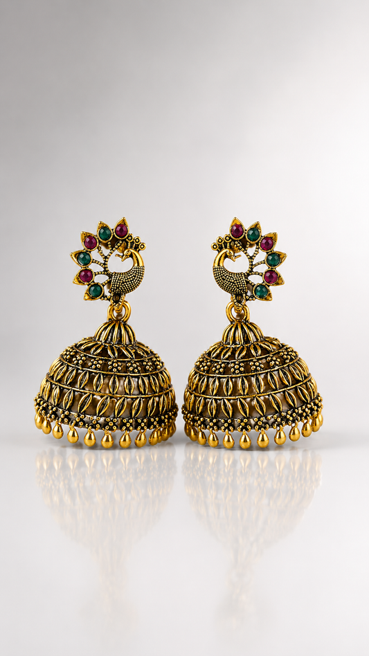 Morni Ruby Emerald Jhumka