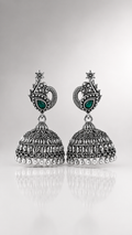 Aarohi Emerald Oxidised Jhumka