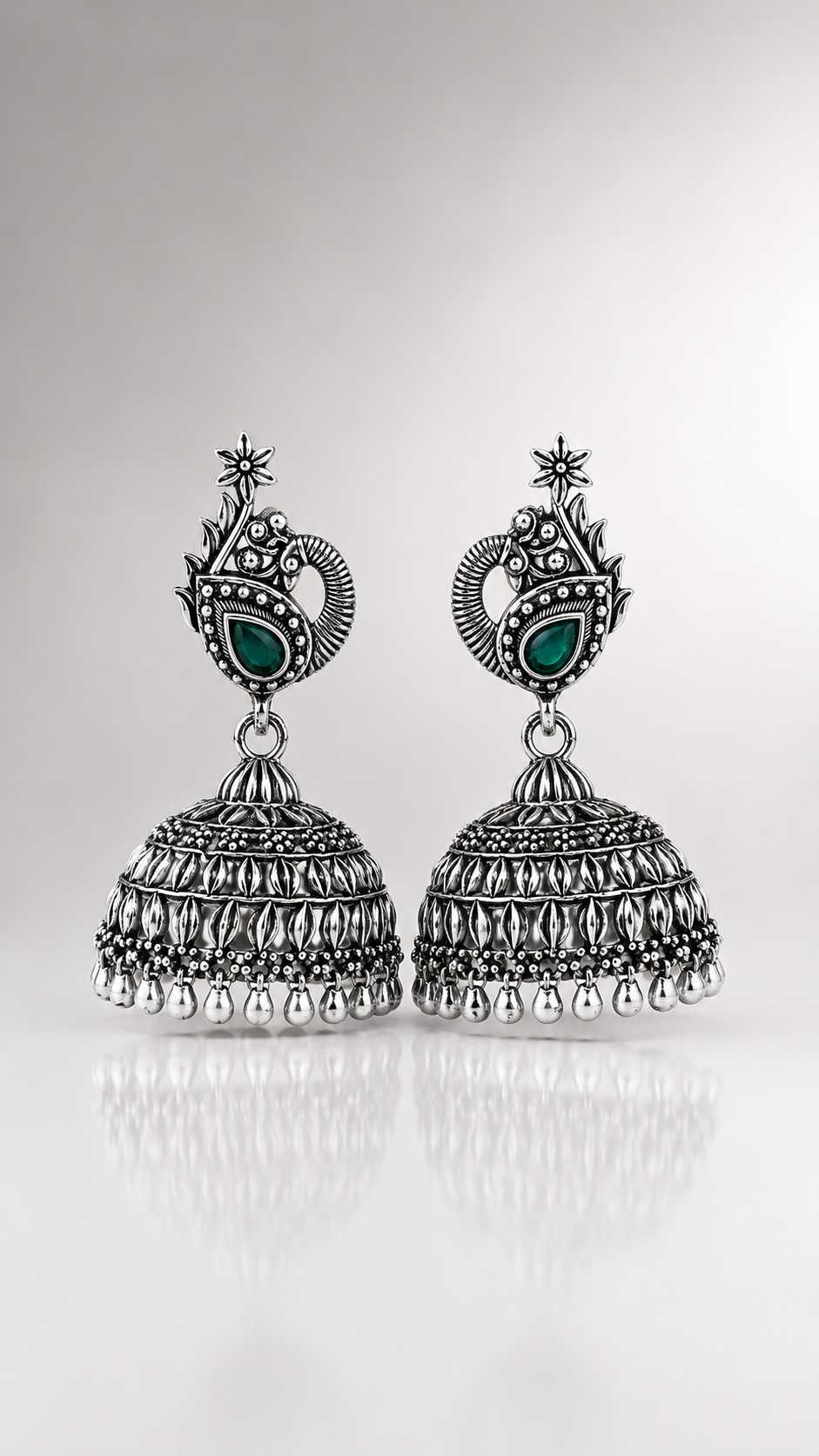 Aarohi Emerald Oxidised Jhumka