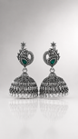 Aarohi Emerald Oxidised Jhumka