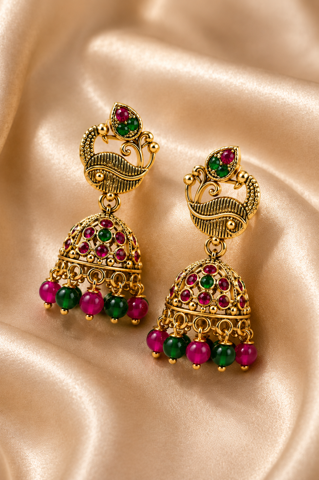 Noor Ruby Green Jhumka