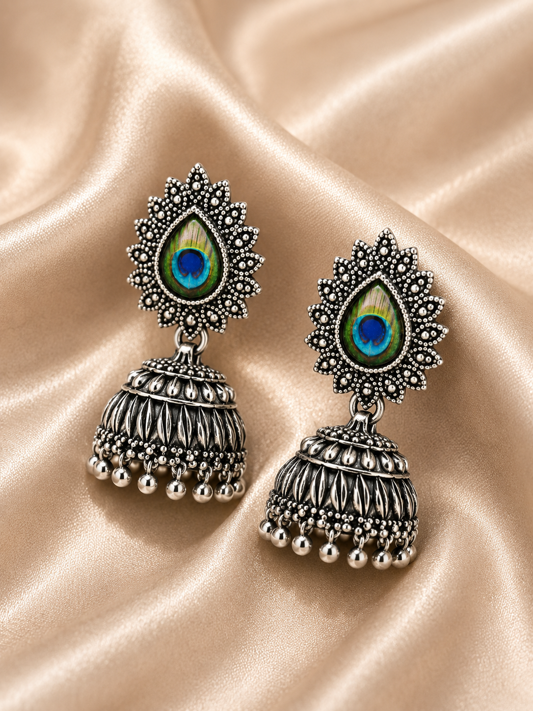 Chandrika Peacock Feather Jhumka