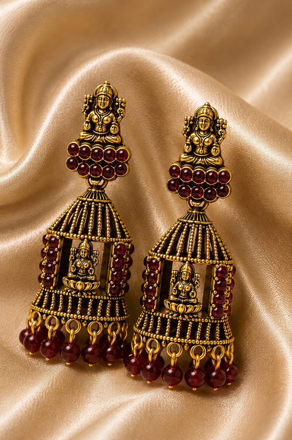 Lakshmi Temple Cage Jhumkas