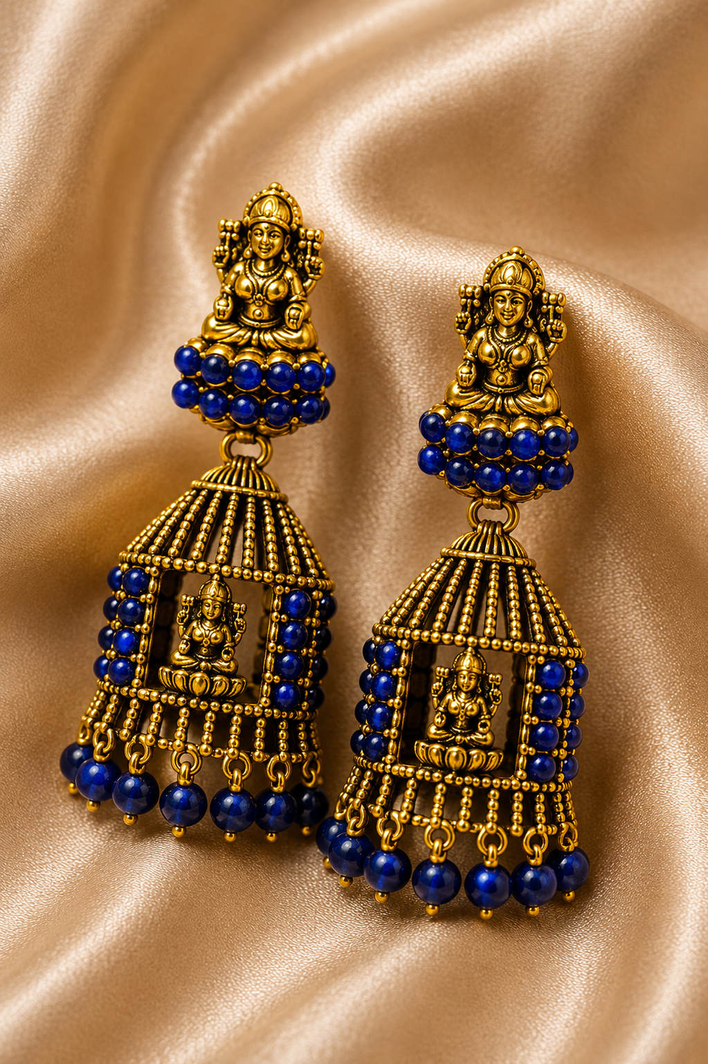 Lakshmi Azure Cage Jhumkas