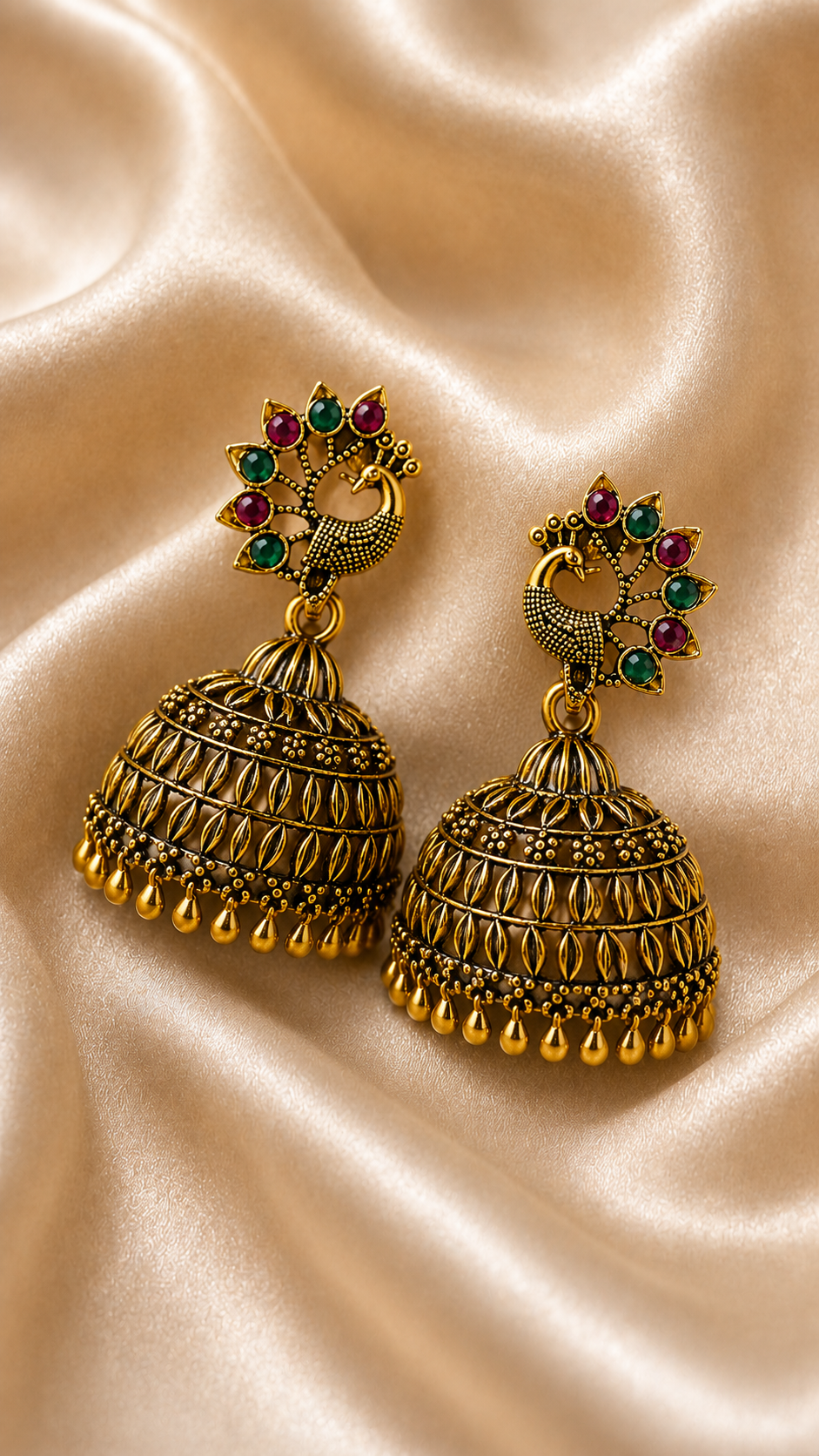 Morni Ruby Emerald Jhumka