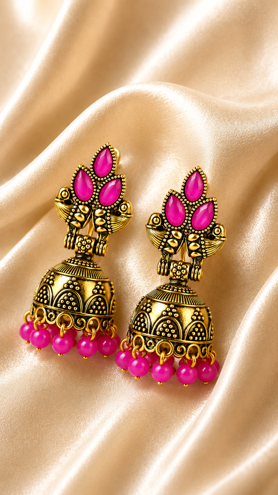 Mayura Pink Blossom Jhumkas