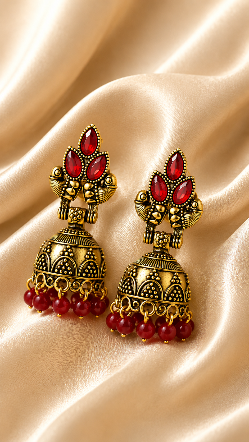 Surya Crimson Majesty Jhumkas