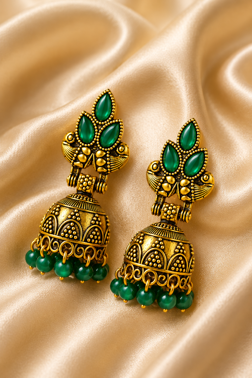 Vanya Emerald Grace Jhumkas